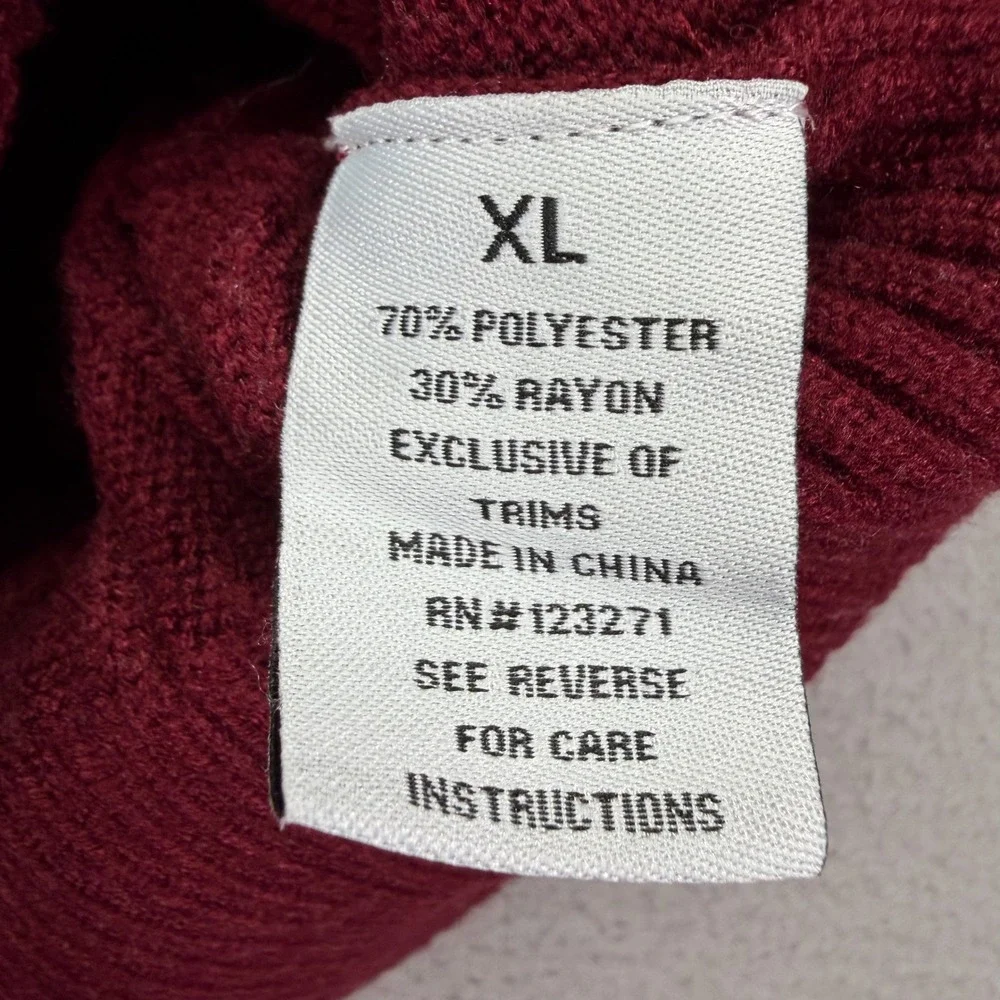 Urban Weekend Womens Sweater Slim Fit Burgundy Cable Knit Off Shoulder XL